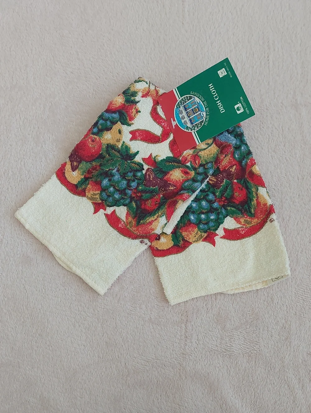 7-piece Kitchen Linen Set - Fruit & Ribbon Wreath Design NWT